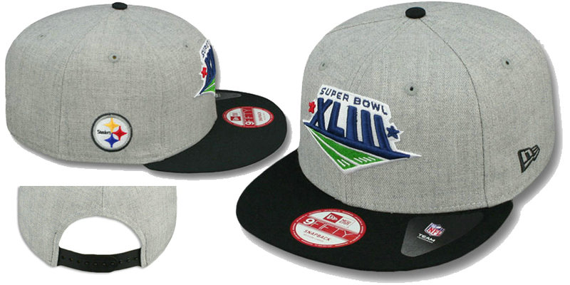 Super Bowl XLIII Pittsburgh Steelers Grey Snapbacks Hat LS